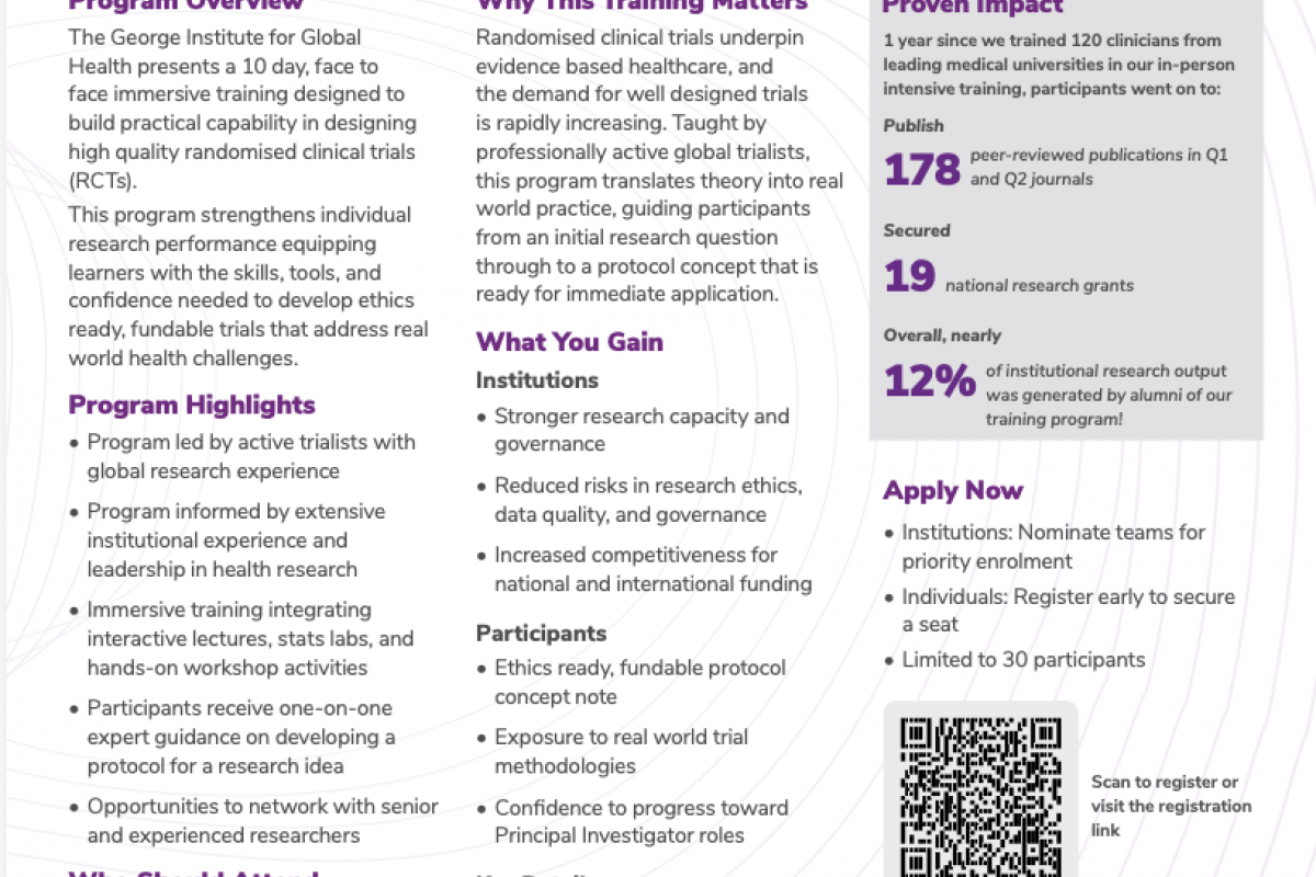 The George Institute’s Clinical trial design immersion: a hands-on training