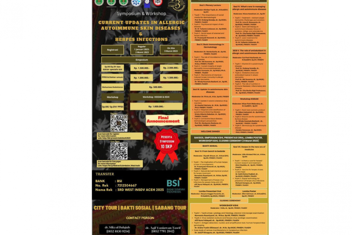 Final Announcement : 3rd West Indonesian Society of Dermatology and Venereology 2023