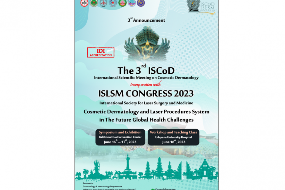 [Third Announcement] The 3rd International Scientific Meeting on Cosmetic Dermatology (ISCoD)