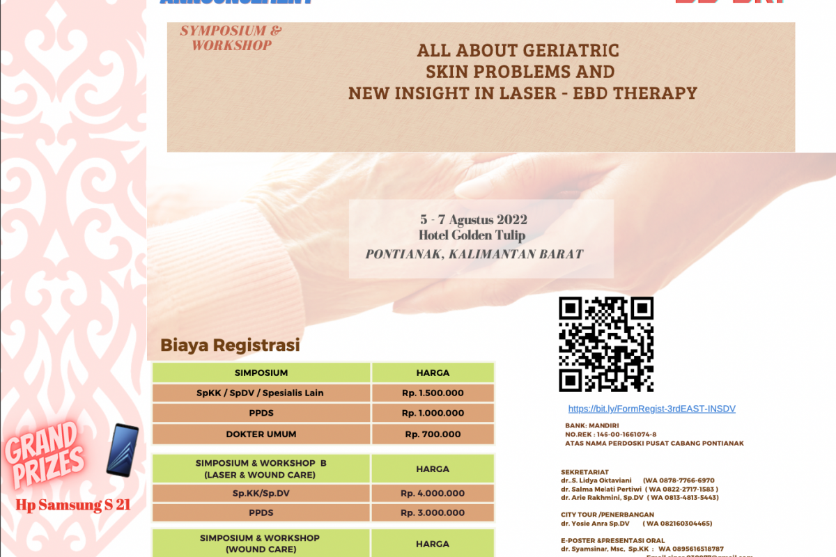 (FINAL ANNOUNCEMENT) 3rd East INSDV :  All About Geriatric Skin Problems and New Insight In Laser-EBD Therapy