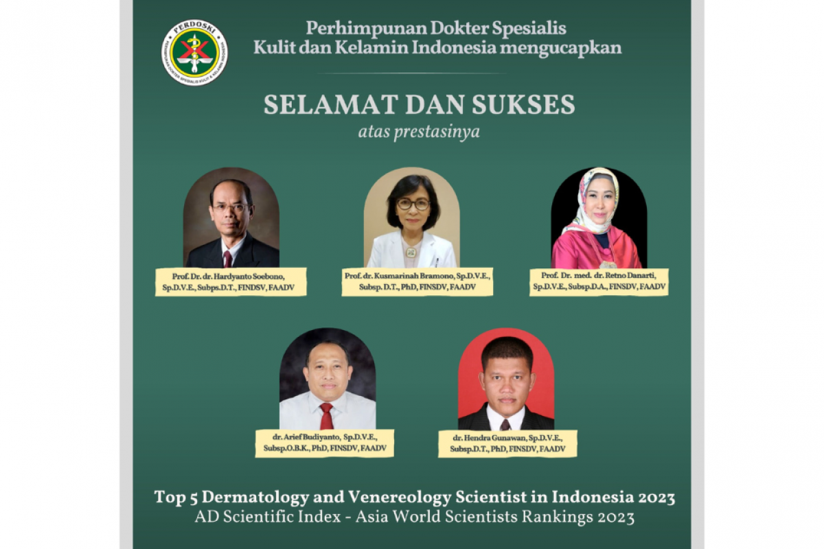 Selamat dan Sukses: Top 5 Dermatology and Venereology Scientists in Indonesia 2023